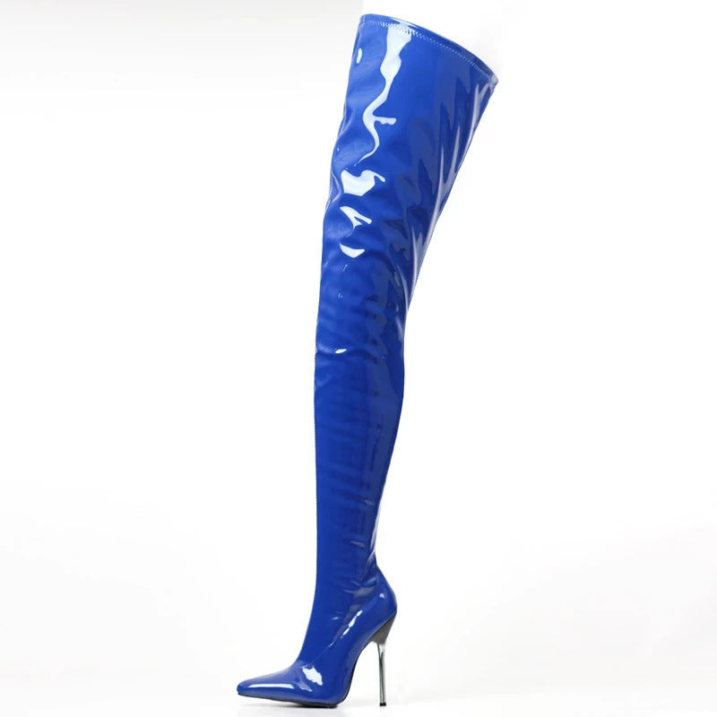 Pointed Toe Side Zip Patent Leather High Stiletto Over The Knee Women's Boots 56795e1b fd5d 4826 9415 cb61ecb43868 d0c8d80d 7