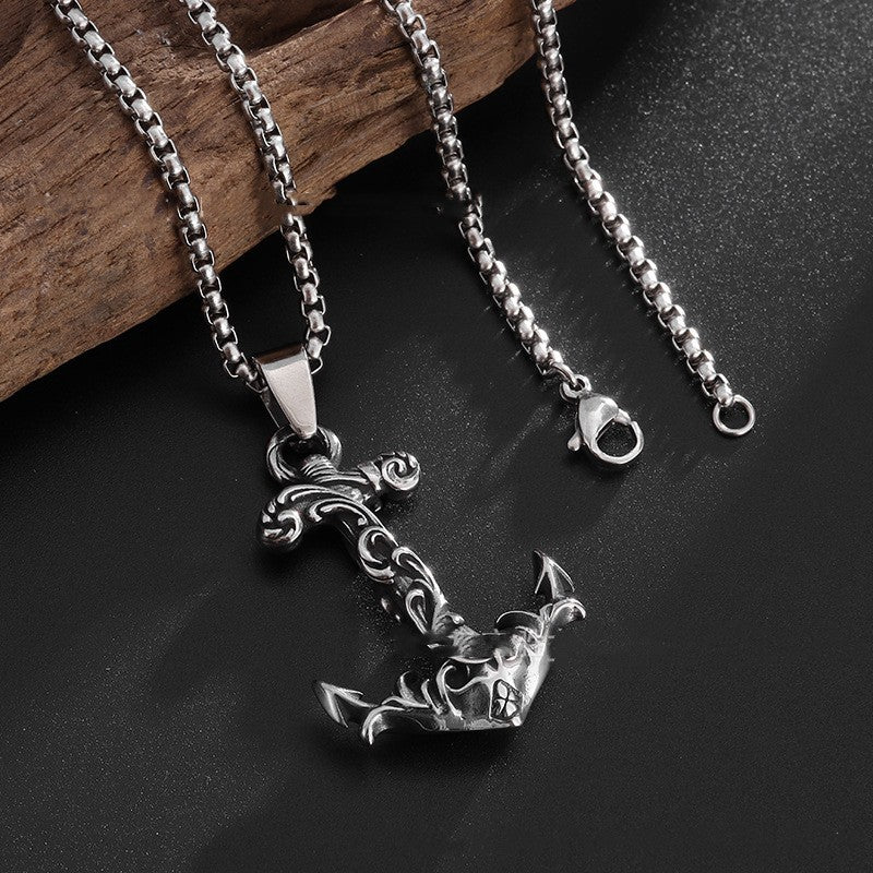 Vintage Totem Pattern Boat Anchor Thailand Silver Pendant Necklace 568d8def b1ee 4911 a2d8 c532fa57dcb0
