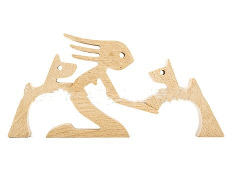 DIY Figurine Wood Dog Ornament Sculpture Home Decoration A Man A Dog Wood Sculpture Christmas Gifts Model Decor 56e95dfb 8424