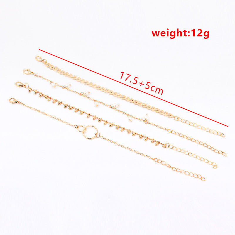 Simple Geometric Circle Wheat Ear Pearl Pendant 4-piece Set Bracelet 576797ee 8558 4e76 a562 2836beb090d5
