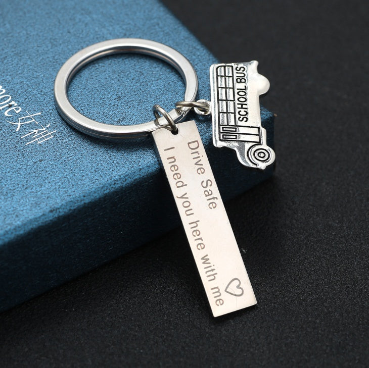 8 Styles Stainless Steel Key Chain Drive Safe I Need You Here With Me Keychain Couples Jewelry Engraved Car Key Chain SP1456 - HD Wireless Product #4