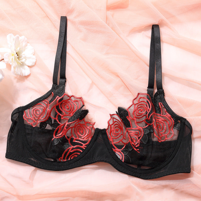 Rose Embroidery Mesh See-through Garter Three-piece Set 59a030c8 19ea 4927 a285 c49a1c9b09bd