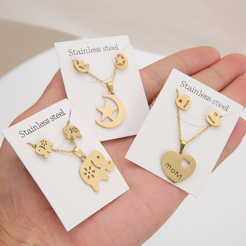 Butterfly Studs Necklace Suit Stainless Steel Geometry 59a3dbf0 013f 4ca3 8be1 c24124b8878a