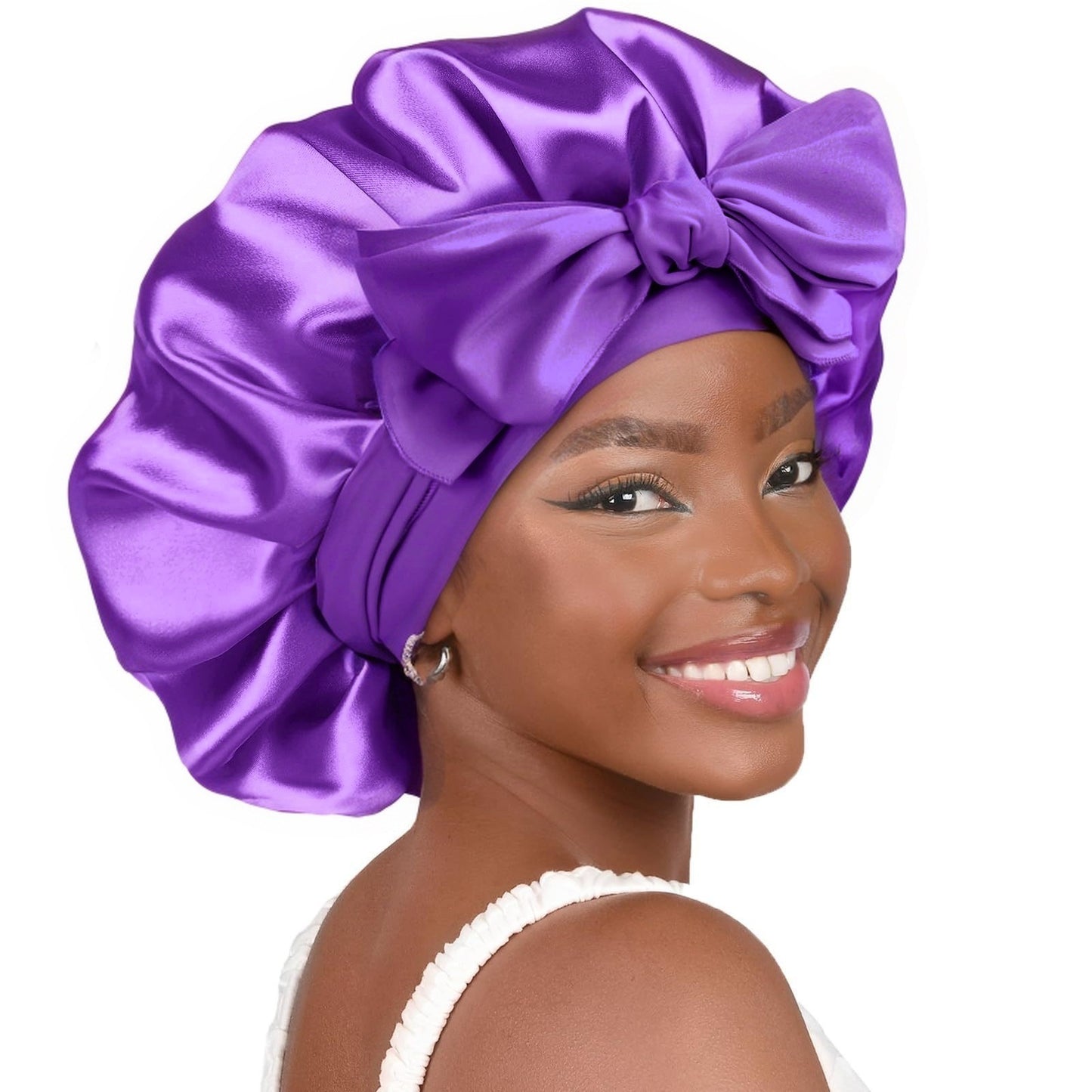 Double-layer Ribbon Round Cap Bow Hair Care Wide-brimmed Hat 59fb890b ce02 41ca 8ad6 76314c72ed81
