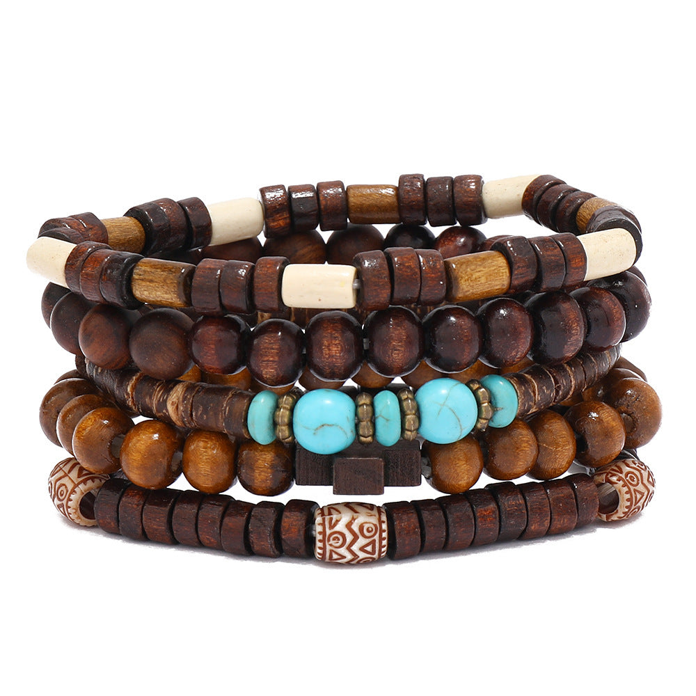 Handmade Beaded Men's Retro Fashion Turquoise Five-piece Set 5a047f5b 09e3 429e a33a 194da86ce255