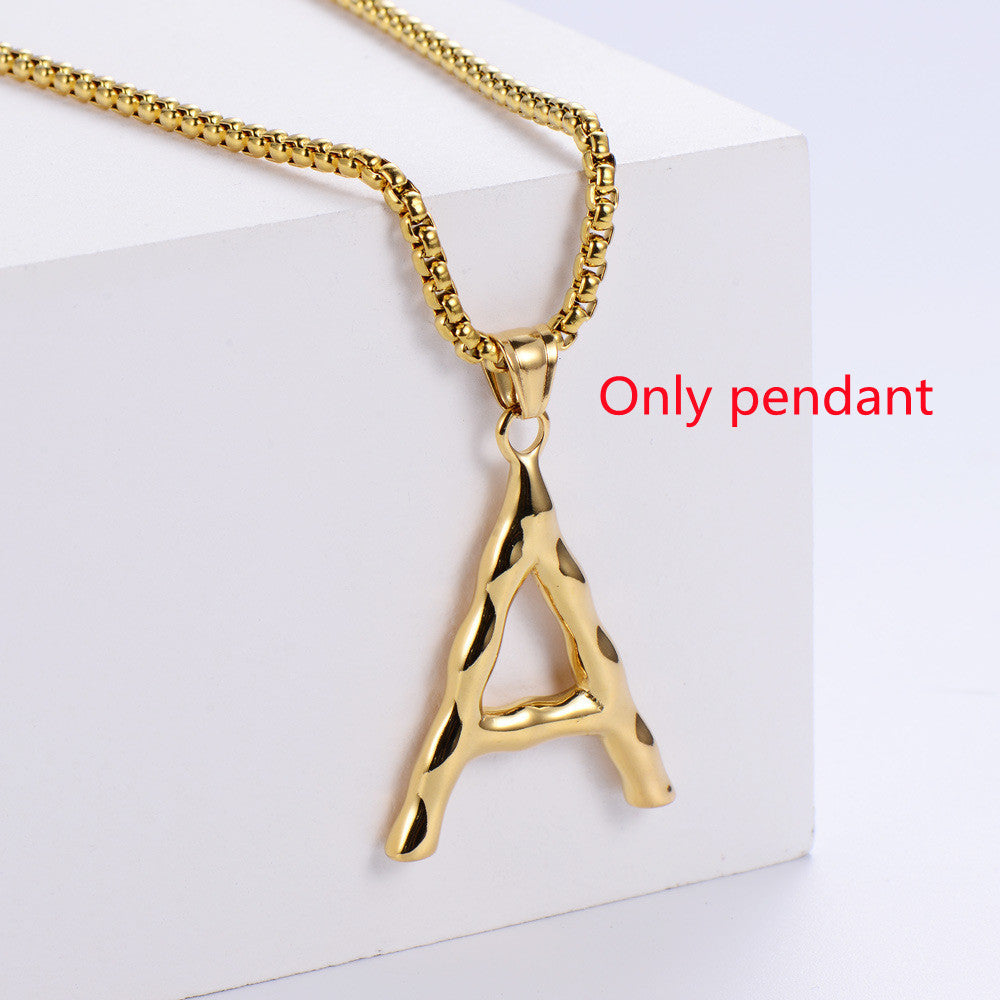 Three-dimensional 26 English Letter Pendant Necklace Fashion Jewelry Titanium Steel Couple Ornament 5ae7f30d 8198 4f13 b35b 7