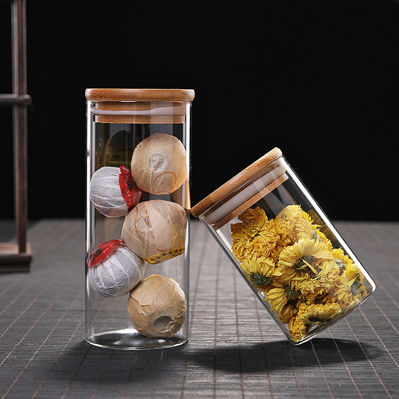 Kitchen Jar For Food Storage Round High Borosilicate Food Glass Jars with Bamboo Lid 5b5f75c7 9c2a 4c44 886b 7a301ff4e810
