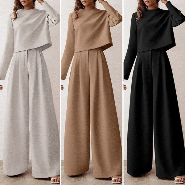 Brown Fashionable Korean Style Long Sleeve Pure Color Cotton Two-piece Set 5b82bf0b 8ba6 4565 9315 833df29af491