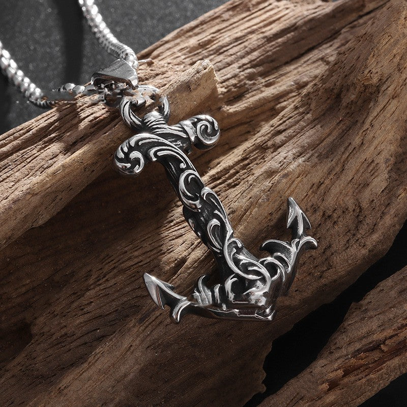 Vintage Totem Pattern Boat Anchor Thailand Silver Pendant Necklace 5bedd2a2 c427 4536 bbdc 36fbf4b06a78