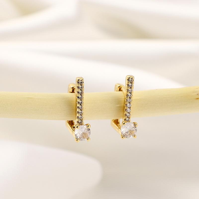 Exquisite Geometric Square Zircon Earrings Temperament Entry Lux
