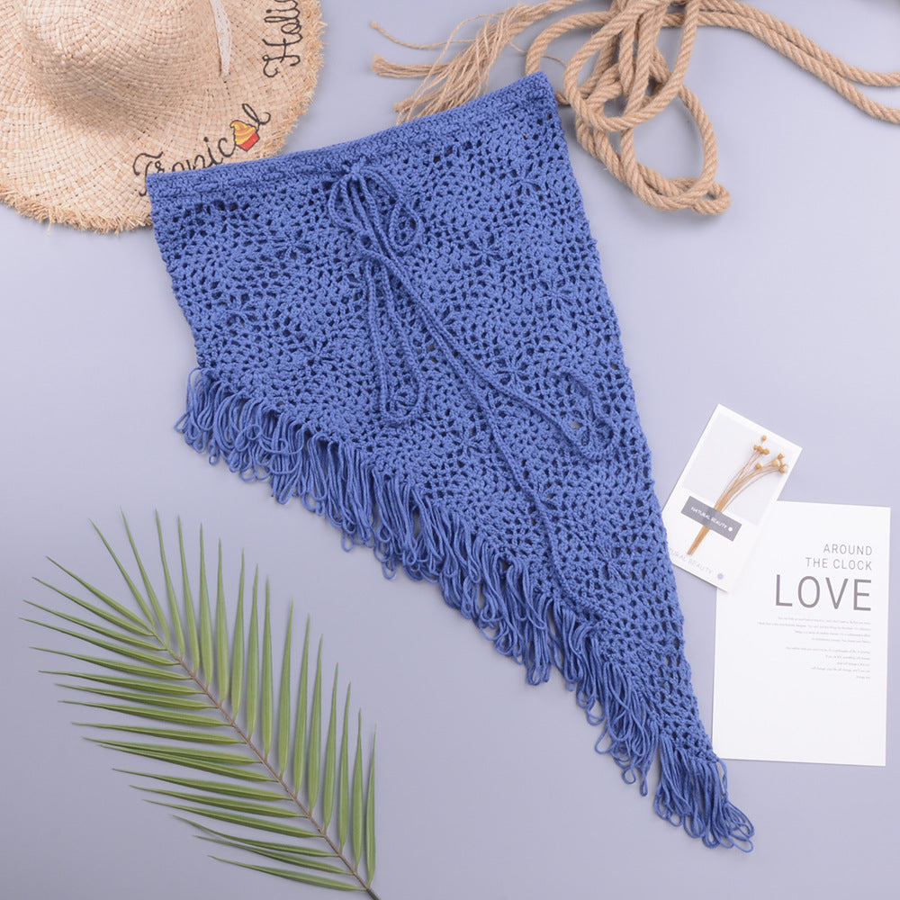 European And American Women's See Through Hollow Knitted Skirt With Slanted Fringe Beach 5da30afa 83f7 4f3f 8f67 ba0bb6effe60