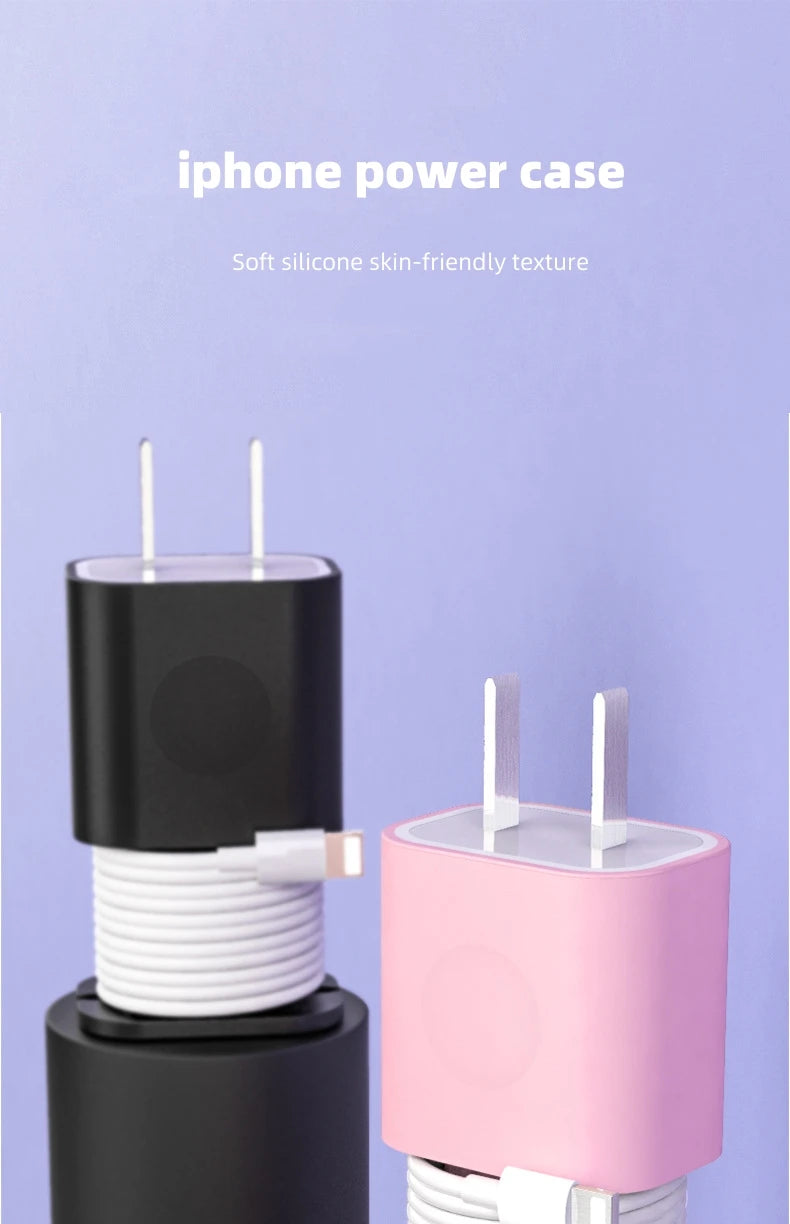 Data Cable Organizer Power Adapter Protective Case Cover For Apple 18w 20w USB-C Fast Charger Silicone Case