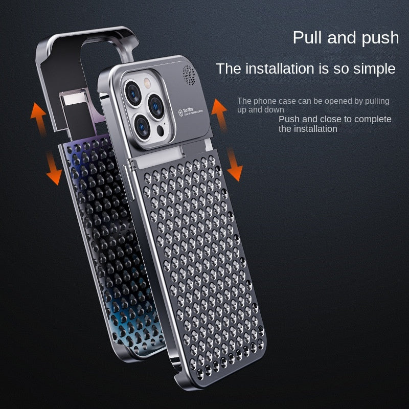Aluminum Alloy Phone Case For 14 13 Pro Max Plus Hollow Heat Dissipation Anti-fall Full Body Shockproof Phone Cove 5e9454b0 1