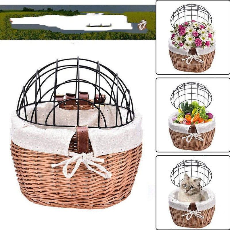 Cat And Dog Bicycle Front Handle Basket Pet Seat Handle Wicker Road Bicycle Basket Pet Cat And Dog Cage 5ecadadf 5438 4d06 96