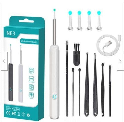 NE3 Ear Cleaner Otoscope Ear Wax Removal Tool With Camera LED Light Wireless Ear Endoscope Ear Cleaning Kit For I-phone 5f5ff