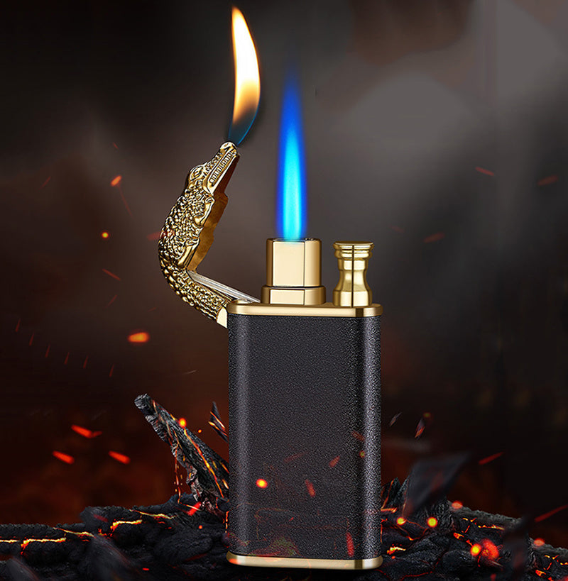 Creative Blue Flame Lighter Dolphin Dragon Tiger Double Fire Metal Winproof Lighter Inflatable Lighter 60c0ef98 fb42 4aaa ba9