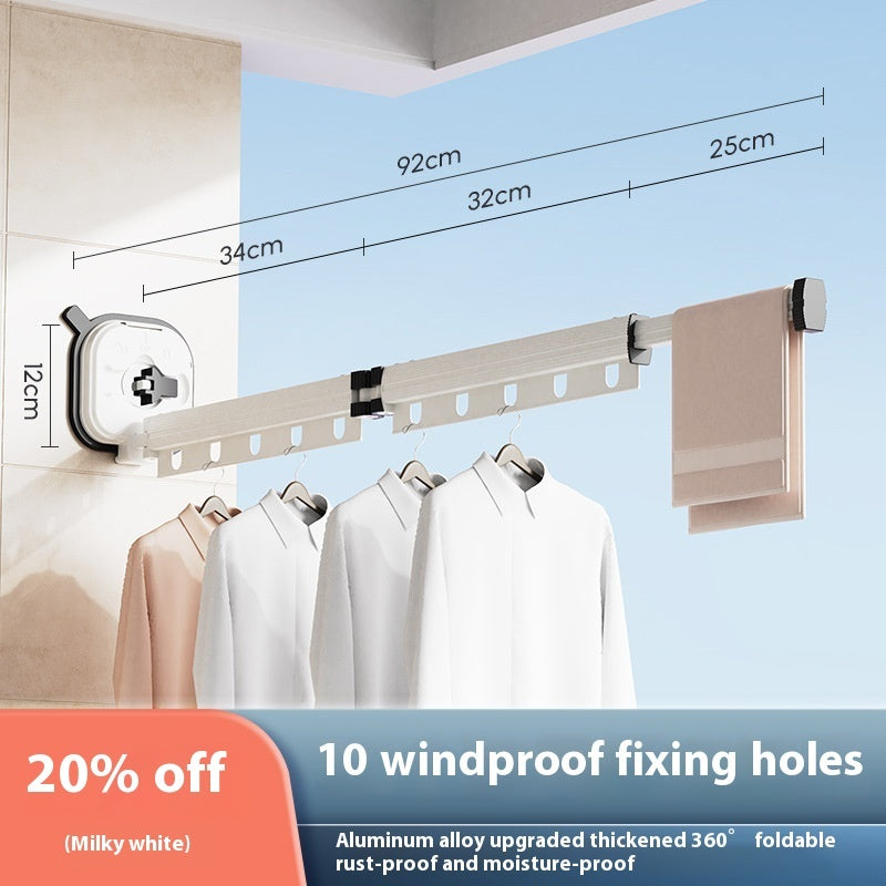 Suction Cup Folding Clothes Hanger Indoor Home Balcony Aluminum Retractable Drying Rack No Punching Folding Clothes Hanger 61