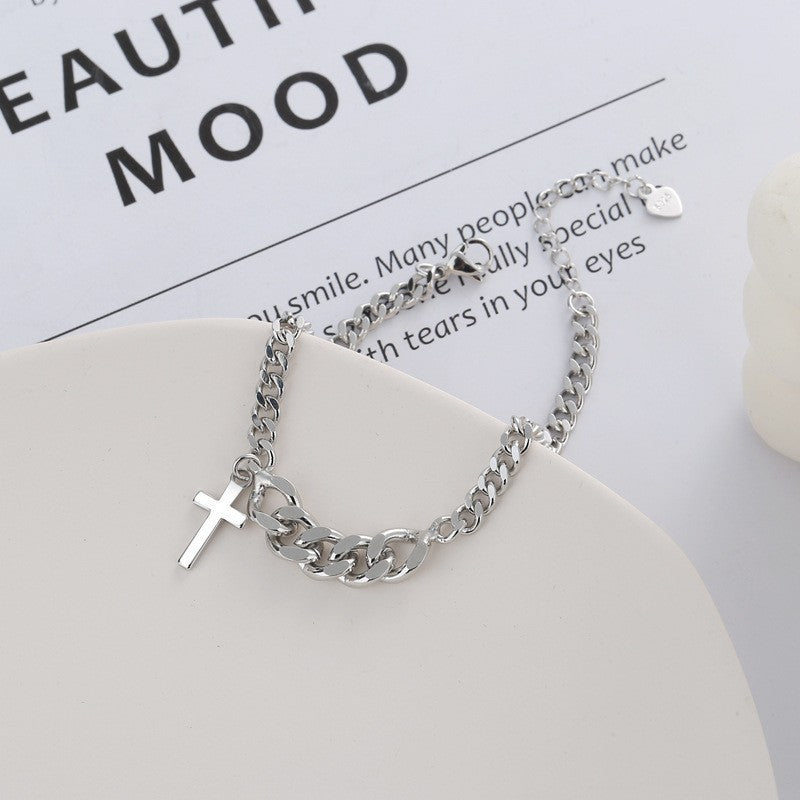 Creative Simple Cross Personalized Hip Hop Ins Bracelet Single Layer Twist Geometric Ornament 61bbcb17 58c8 4d87 a1ea 2fff38b