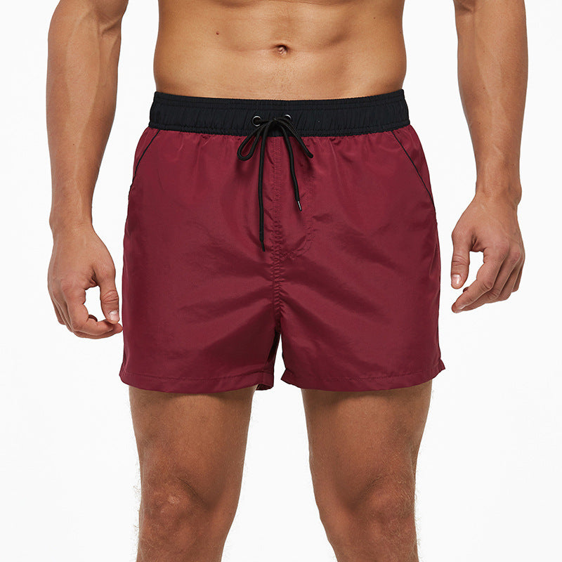 Men's Beach Pants European And American Boardshort Back Pocket Zipper Solid Color 3-point Pants Quick-drying Waterproof Linin