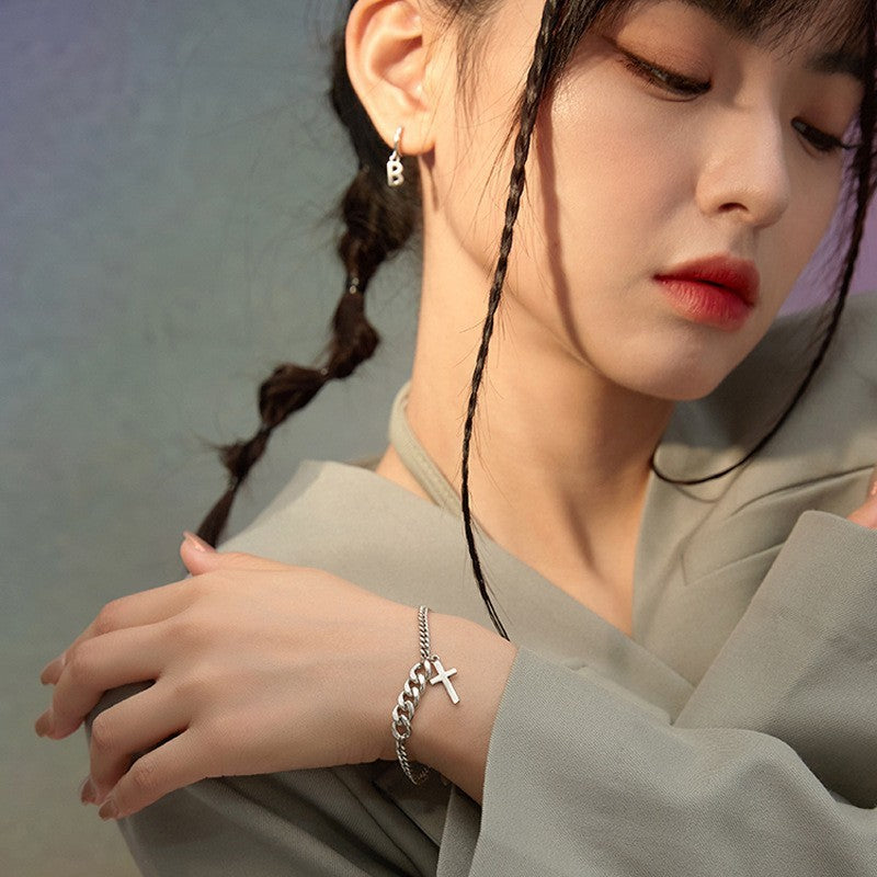 Creative Simple Cross Personalized Hip Hop Ins Bracelet Single Layer Twist Geometric Ornament 6302687a 375e 408a 9480 b6b5e72