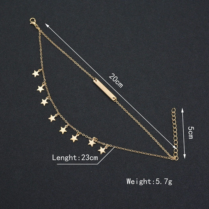 Women's Double Layer Pentagram Pendant Anklet 630ca757 a1be 4df2 8692 16ac97da557d