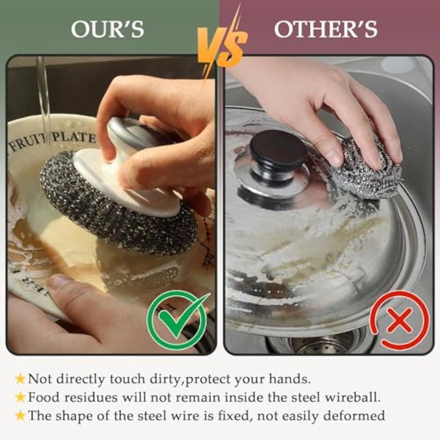 Stainless Steel Wool Scrubber, Scrubbing Scouring Pad, Steel Wool Scrubber For Kitchens, Bathroom And Kitchen Pots, Pans, Sin