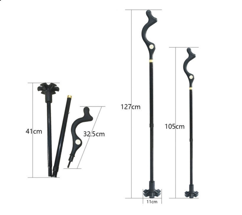 Telescopic Stick Stool Folding Handle Walking Stick 6414178917353