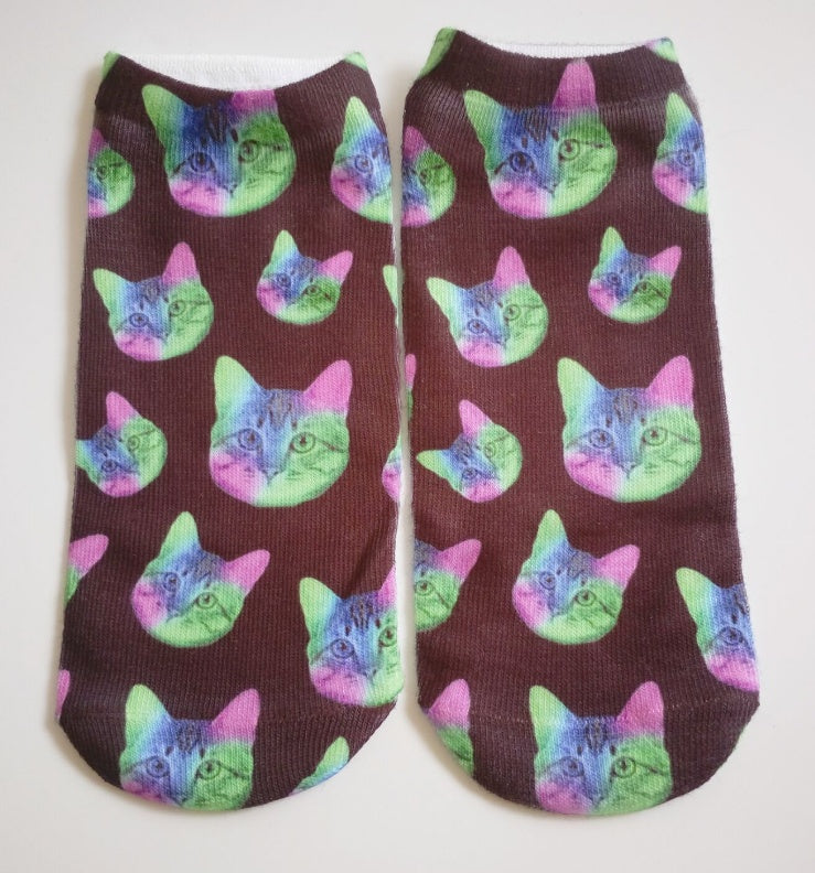 Popular Funny Unisex Short Socks 3D Cat Printed Anklet Socks Casual Socks 647104970954