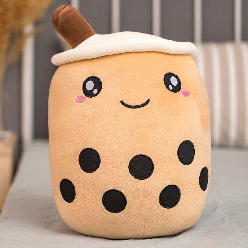 Unique Soft Teddy Plush Boba Milk Tea Plushie Toy Stuffed Fruit Shape Taste Milk Tea Hug Pillow Balls Boba Tea Cup Cushion Ki