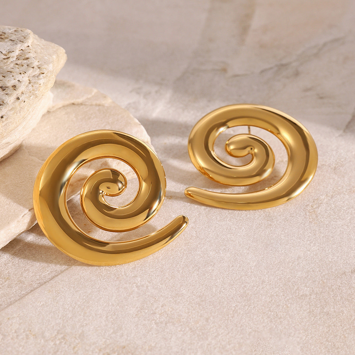 Stainless Steel Plated 18k Gold Threaded Earrings 6574b487 76f0 41d1 8781 b4999f597d0f