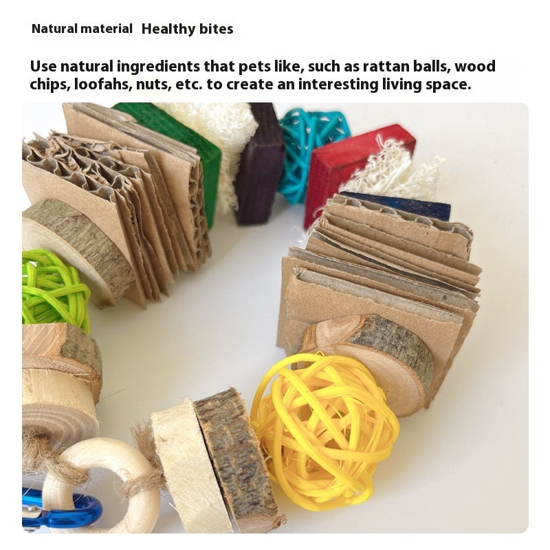 Colorful Wooden Hanging String Rabbit Hamster Molar Vine Bal Parrot Toys 65c6dbce 8f5c 41c4 a78b 77e2e8453c04