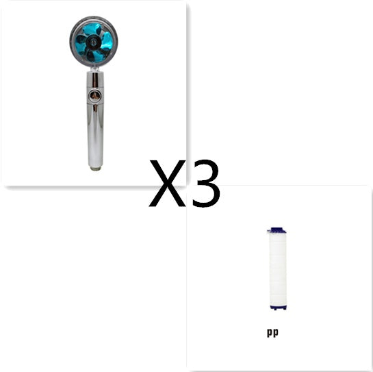 Shower Head Water Saving Flow 360 Degrees Rotating With Small Fan ABS Rain High Pressure Spray Nozzle Bathroom Accessories 65
