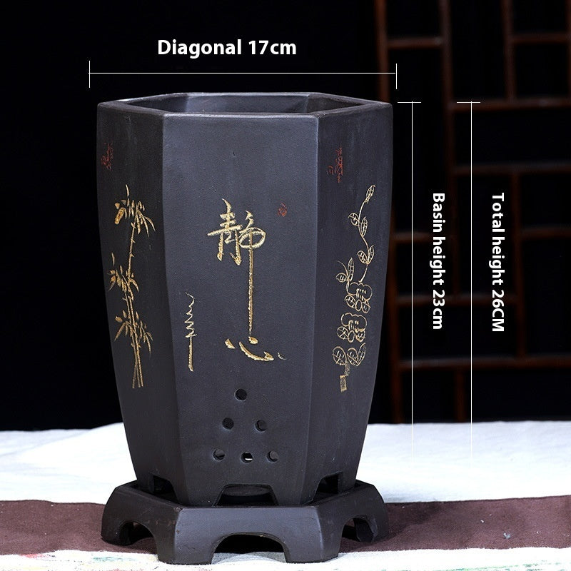 Fine Zisha Flowerpot Hand-carved Hexagonal 65f1d204 19b9 4ef1 bad7 b36b6affd99d trans