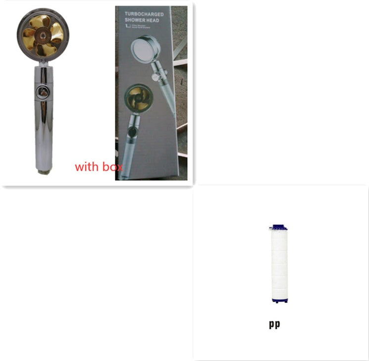 Shower Head Water Saving Flow 360 Degrees Rotating With Small Fan ABS Rain High Pressure Spray Nozzle Bathroom Accessories 66