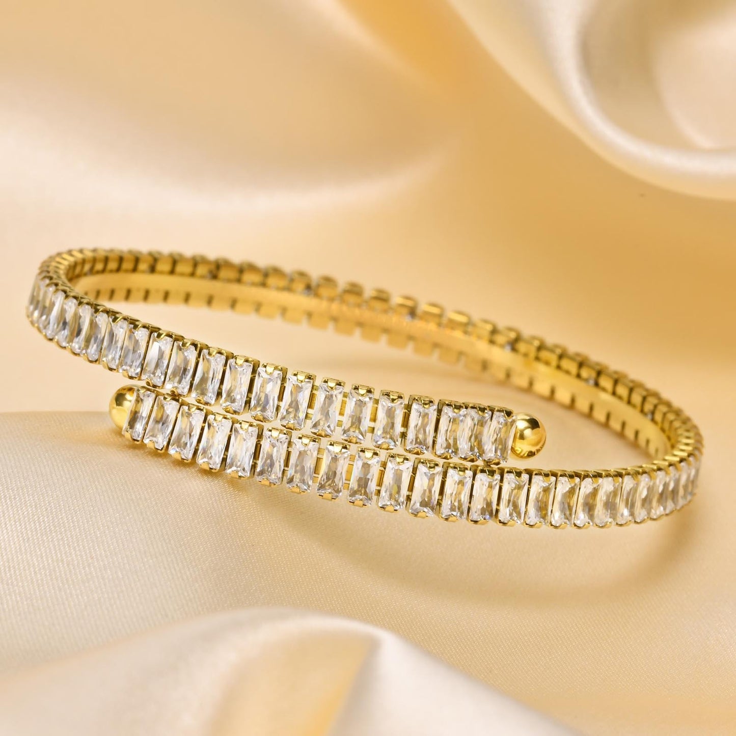 Women's Fashion Simple Square Zircon Stainless Steel Bracelet 6726c323 27c1 40e9 b7d5 4ec425de04e9