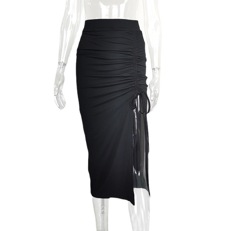 European And American Women's High Waist Slit Pleated Skirt 68ff3c60 2c7c 45be b78b b5359660f847
