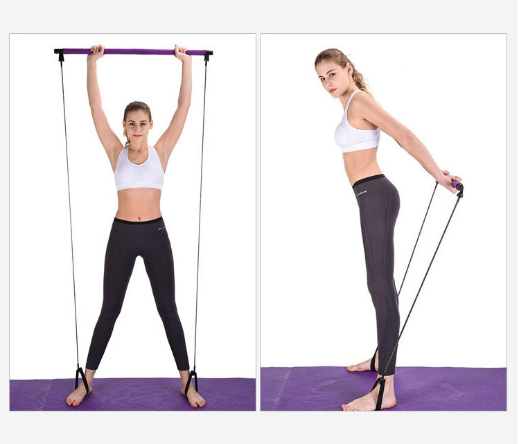 Yoga Crossfit Resistance Bands Exerciser Pull Rope Portable Gym Workout Pilates Bar Trainer Elastic Bands 694298460524