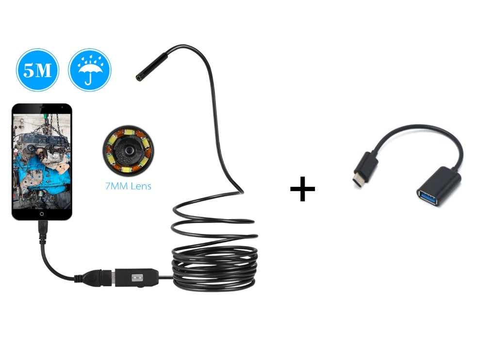 OWSOO 6 LED 7MM USB Endoscope Camera 5M Waterproof USB Wire Snake Tube Inspection Borescope For OTG Compatible Android Phones - 图片 7