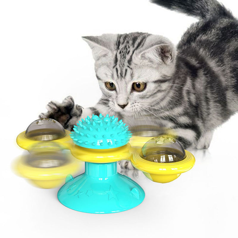 Cat Rotating Windmill Multi-Function Toys Itch Scratching Device Teeth Shining Toy 696560040482