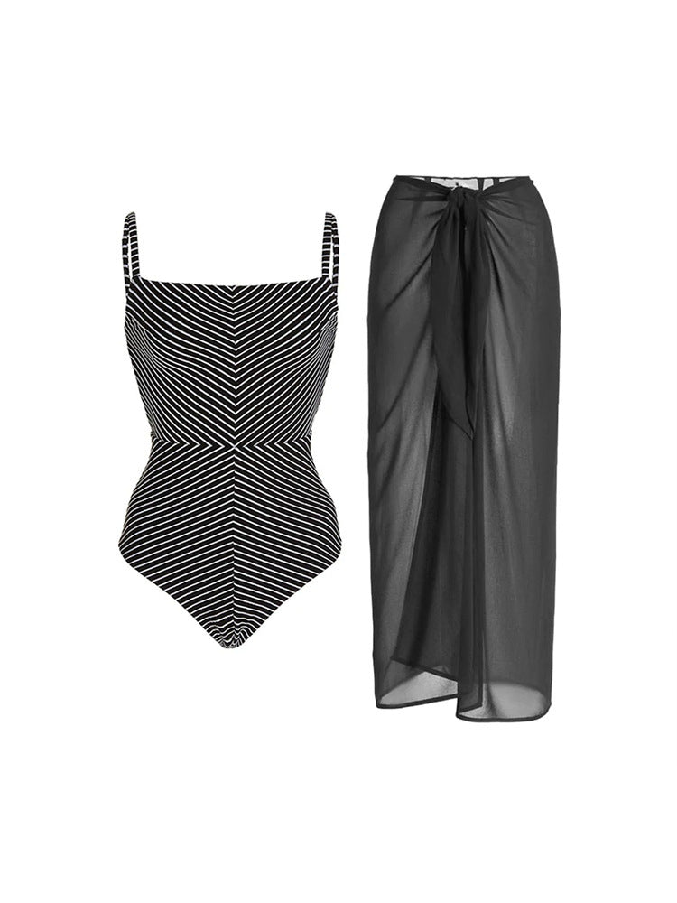 Siamese Conservative Covering Belly Thin Swimsuit French Retro One-piece Bikini 696c467b d560 47d3 a7dc 2fe9412e4d4a
