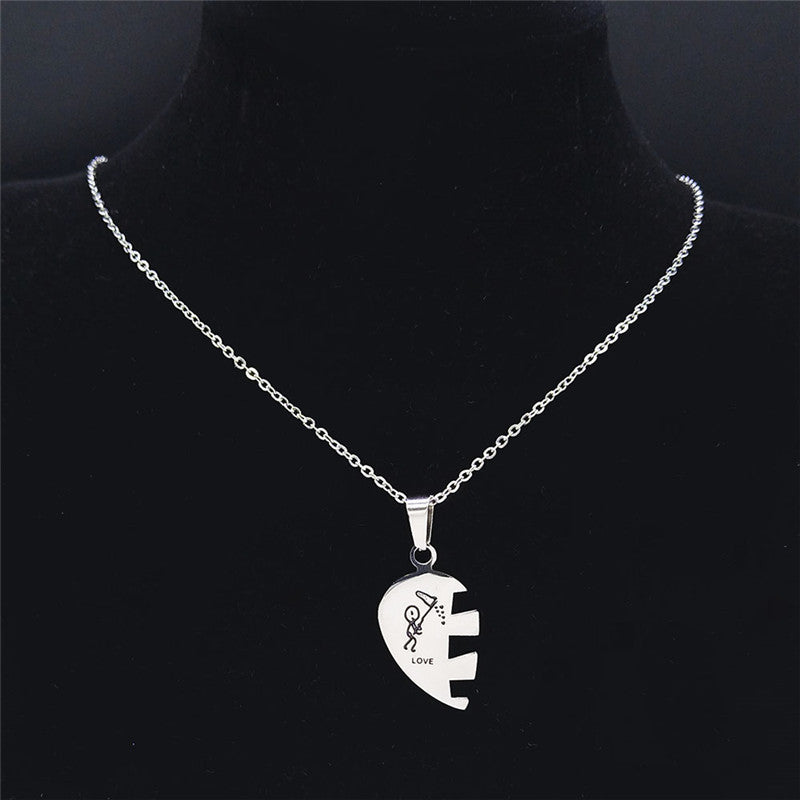 Couples Stainless Steel Love Necklace Splicing Simple 69c9522e 320b 4deb ac85 d8b39be49cdb