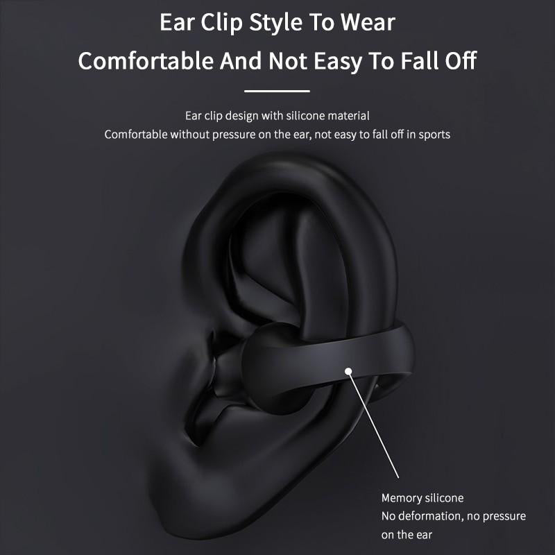 Ear Clip Bone Conduction Headphone Bluetooth-compatible 5.2 HIFI Wireless Earphone Touch Handsfree Sports Noise Cancelling He