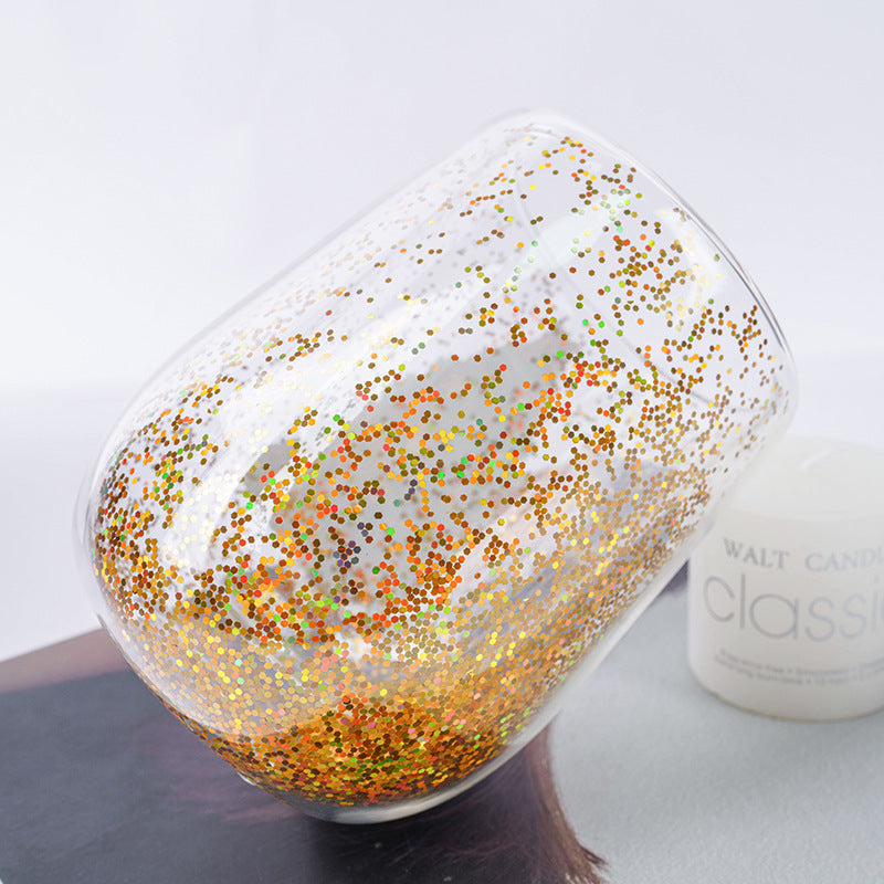 Christmas Tree Cups Heat Resistant Double Layer Flowing Sequins Christmas Cup Household Handwork Cartoon Christmas Trees Tumb