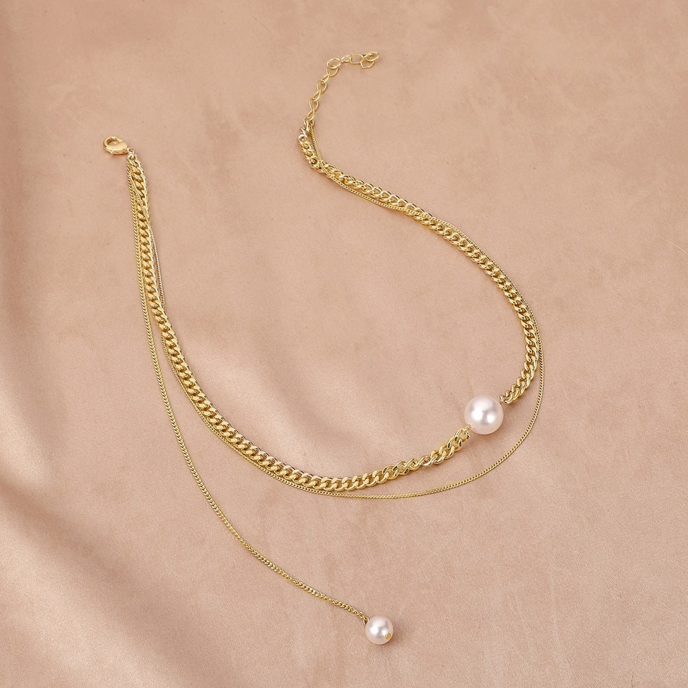 All-match Cold Rock Hip-hop Pearl Necklace Clavicle Chain Female 6a99f541 7803 423f 8667 86547e92ce85