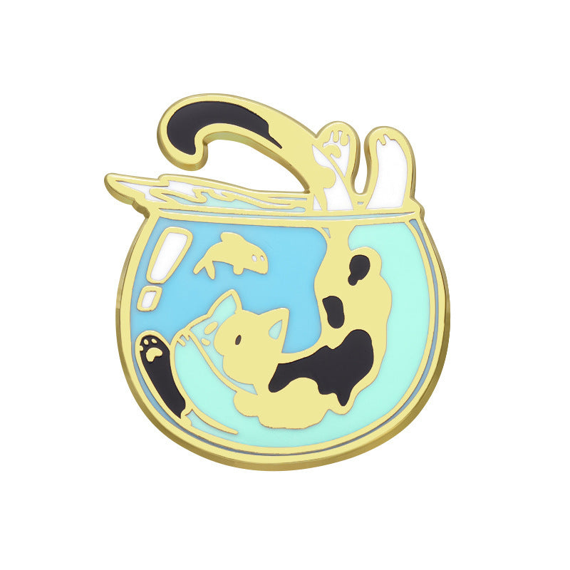 Cartoon Cute Cat Brooch Jumping Into Fish Tank 6ae04143 18cc 4b0f 99a0 72d3d47bac2e