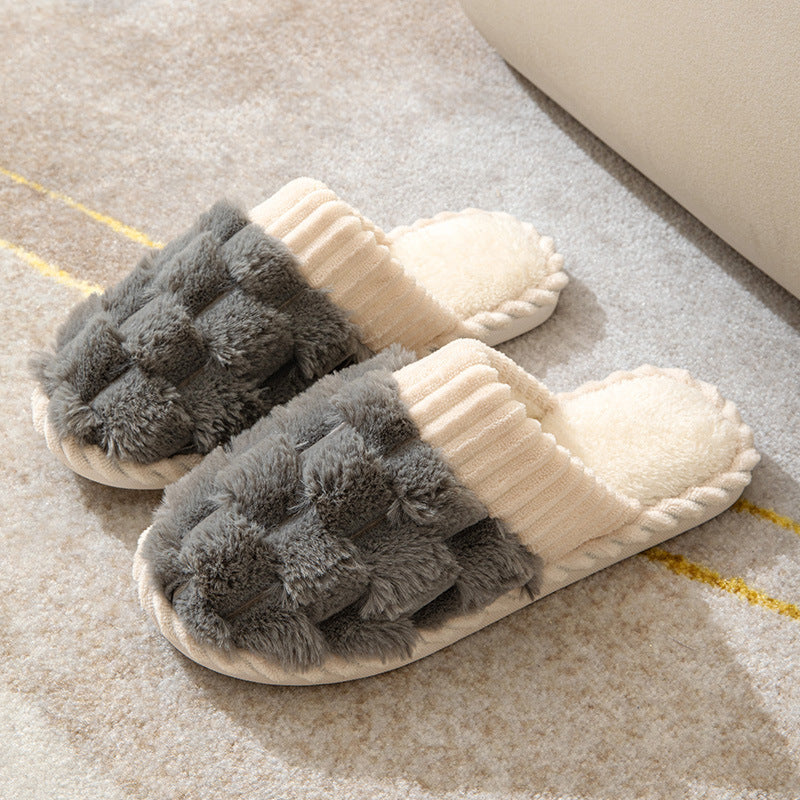 Indoor Warm Platform Couple Plush Slippers 6bca9cc9 851e 404e b50b e1b8dab82c93