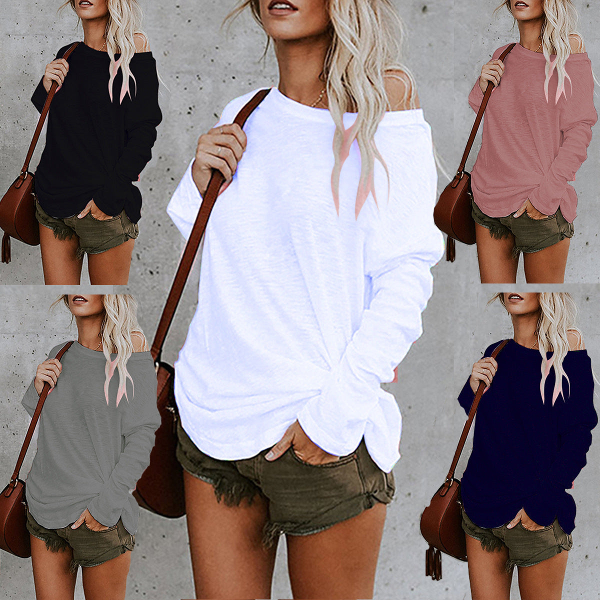 New Women's Casual Solid Color Long-sleeved Top T-shirt 6bdf6e62 aee5 4072 a512 d4e3d963de3a