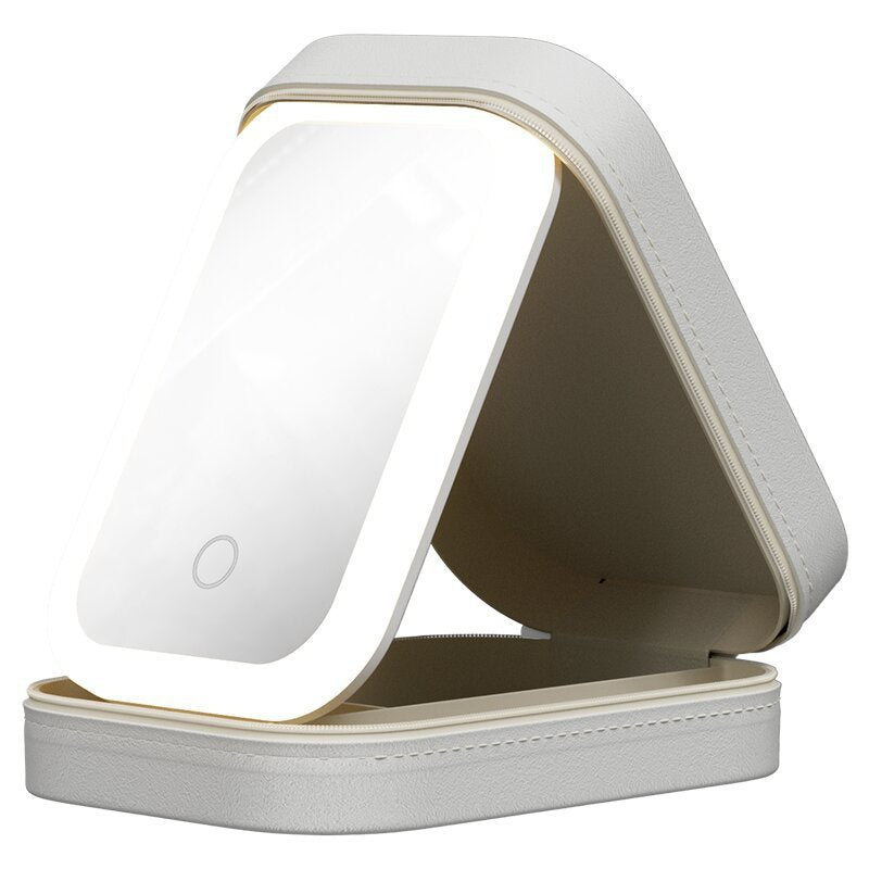 Makeup Storage Box With LED Light Mirror Portable Travel Makeup Cosmetics Storage Box Touch Light Storage Organizer 6c12f4f1