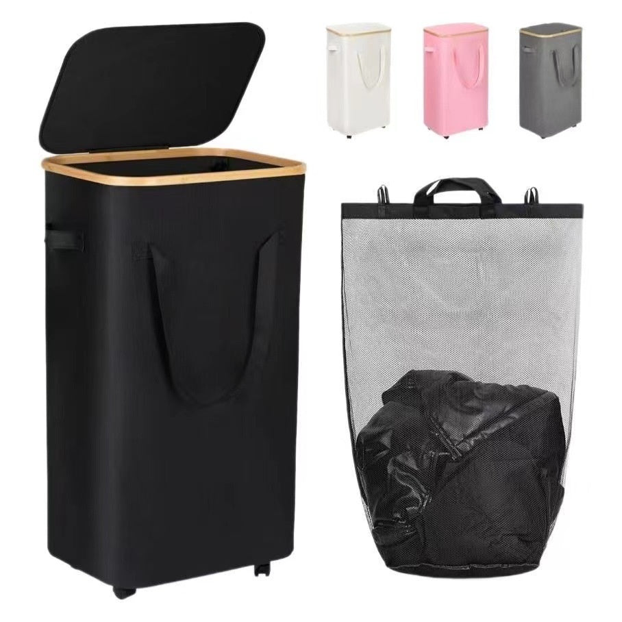 Oxford Cloth Dirty Clothes Folding Dirty Clothes Basket Dustproof With Cover Storage Basket