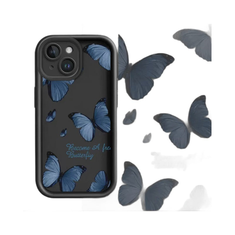 Blue Butterfly Printed Edging Drop-resistant Phone Case 6e0039fa adfa 4c53 8361 59f0d10bea08